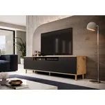 TV stolek Agne 200 dub artisan / černá - kulaté zlaté nohy