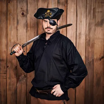 Karnevalový kostým Renesanční pirátská košile ( Černá )