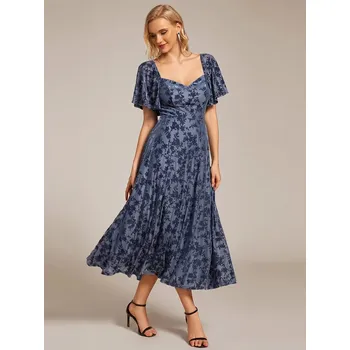 Dámské šaty Ever Pretty šaty midi délka v modré barvě 2271 Velikost: 4XL / 48 / 16 / 20