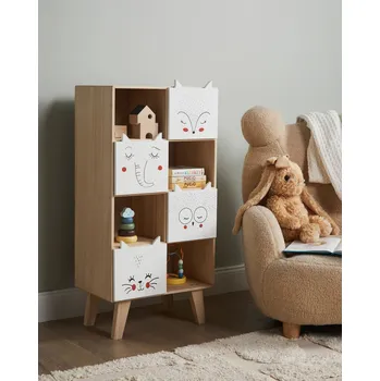 Knihovna 4patrová knihovna ze světlého dřeva TUPELO nábytek do dětského pokoje se zvířecím motivem Beliani