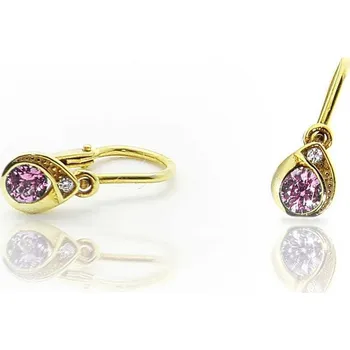 Náušnice Diante Zlaté náušnice s růžovým kamenem 31502559