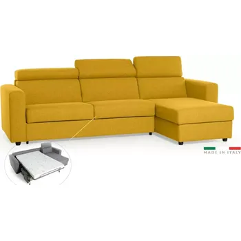 Sedací souprava Rohová sedací souprava TAVOLA s rozkladem na každodenní spaní, žlutá (penelope 08)