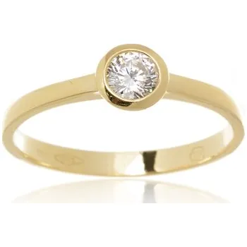 Prsten Dámský prsten ze žlutého zlata s čirým zirkonem PR0516F + DÁREK ZDARMA