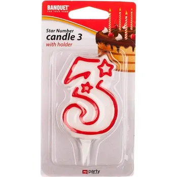 Party dekorace BANQUET Svíčka narozeninová č.3 MY PARTY 7 x 4,5 cm