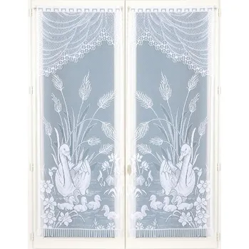 Polštář Blancheporte Rovná vitrážová záclonka s motivem labutí, pár bílá 60x220 cm