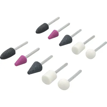 Sada brusných rotačních tělísek 10 ks, stopka 3 mm, Kubis