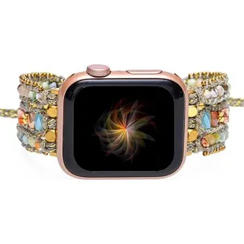 Ostatní příslušenství k chytrým hodinkám eses Řemínek s korálky pro Apple Watch - Přírodní modrý, 38mm, 40mm, 41mm