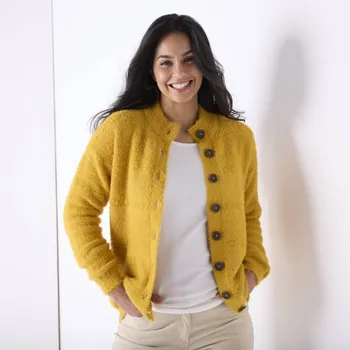 Dámské oblečení Blancheporte Svetr na knoflíky, z úpletu s vlasem medová 38/40