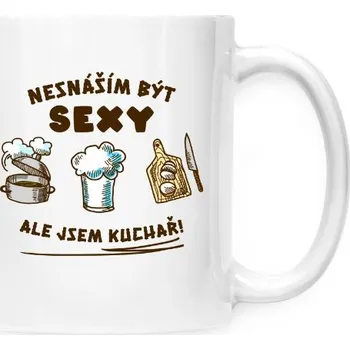 Hrnek malý bílý s potiskem Sexy kuchař