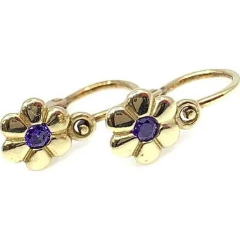 Náušnice Diante Zlaté náušnice s fialovým kamenem 59620605