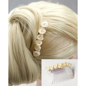 Ozdoba do vlasů Hřebínek do vlasů Atlanta se smetanovými růžičkami BH14H