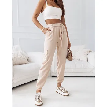 Dámské kalhoty Béžové dámské kalhoty bojovky (8266) odstíny béžové L (40)