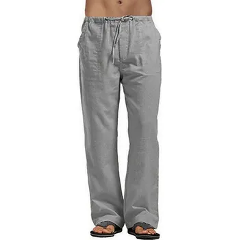 Lněné pánské kalhoty Barva: Tmavě Šedá, Velikost: 2XL