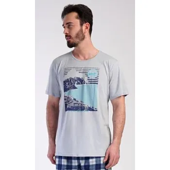 Pánské pyžamo Pánské pyžamo šortky Vienetta Secret Wander šedá XL