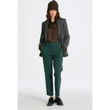 Dámské kalhoty KALHOTY GANT JERSEY CIGARETTE PANT TARTAN GREEN