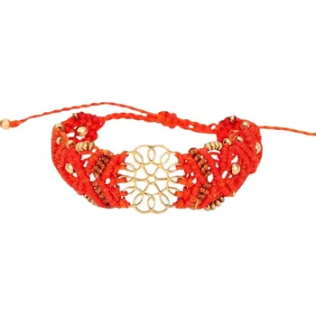 Náramek Macrame náramek kruhová mandala barevný Barva: Červená
