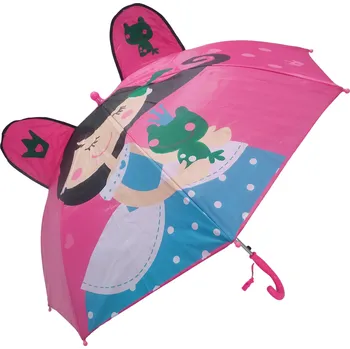 Wiky Dětský deštník PRINCEZNA SE ŽÁBOU s ušima automatický růžový