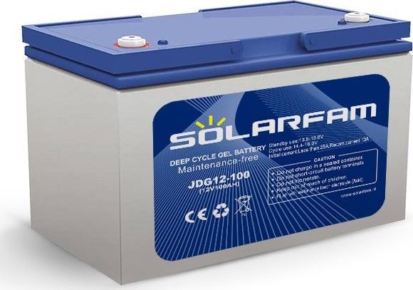 Trakční Gelový akumulátor Solarfam JDG12-100Ah VRLA 12V/100Ah (Baterie určena pro cyklický provoz nabíjení a hlubokého vybití.)