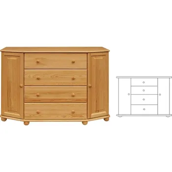 Komoda Komoda 104 - masiv borovice Odstín: Borovice přírodní