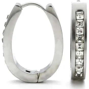 Náušnice Oválné náušnice z chirurgické oceli stříbrné Blanca - Stříbrná