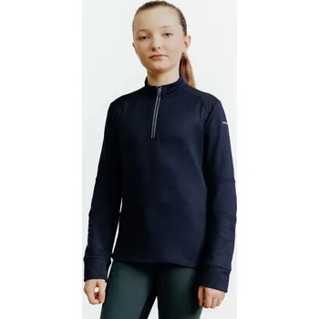 FOUGANZA Dětské hřejivé jezdecké polo tričko 500 14 LET MODRÁ