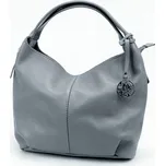 Středně velká kožená kabelka na rameno Gregorio no. 037 šedá