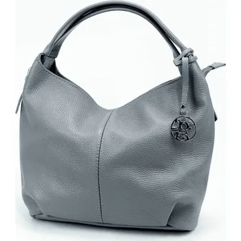 Středně velká kožená kabelka na rameno Gregorio no. 037 šedá