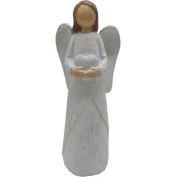 Keramický anděl bílý se srdcem 10cm 3130051A