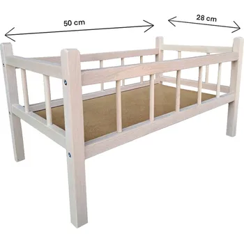 Doplněk pro panenku Dřevěná postýlka pro panenky 50x28 cm