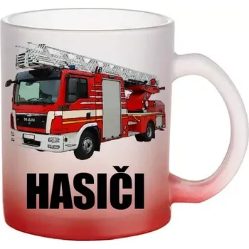 MAN žebřík skleněný hrneček HASIČI (hrneček s hasičským autem matné sklo )
