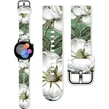 Příslušenství k chytrým hodinkám eses Silikonový květinový řemínek - Zelený/bílý, 20 mm