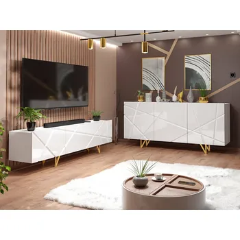 Obývací stěna Obývací sestava ROANA - bílá / lesklá bílá