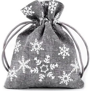 Vánoční dekorace Dárkový vánoční pytlík 10x13 cm - 2 šedá