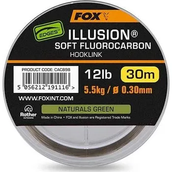 Fox International Fox fluorocarbon Edges Illusion Soft Hooklink Naturals Green 30 m Varianta: ø 0,30 mm 5,5 kg (CAC898)