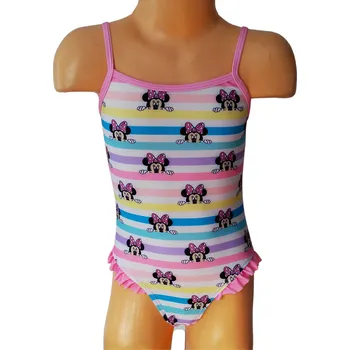 Dívčí plavky Eplusm Dívčí plavky MINNIE s barevnými proužky jednodílné růžové Barva: Růžová, Velikost: 128/134