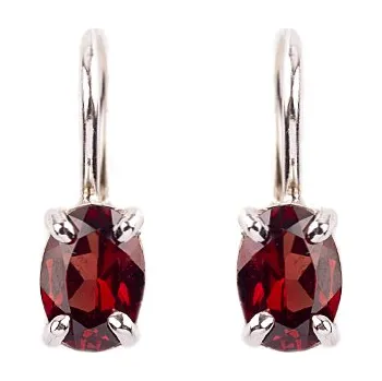 Náušnice granát - stříbrné náušnice (2086-4) povrchová úprava: zlacené