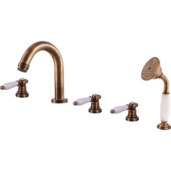 Slezák - RAV Vanová baterie 5-otvorová MORAVA RETRO - MK562.xPSM, Stará mosaz (Bronz) Připojovací hadičky - závit: 1/2"