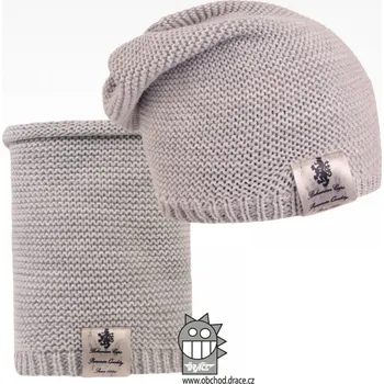 Čepice Čepice pletená a nákrčník Dráče - Colors set 01, světle šedá Barva: Šedá, Velikost: 48-50