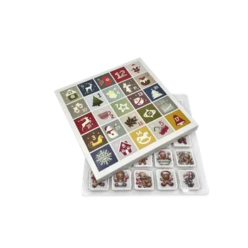 Vánoční dekorace Adventní kalendář "Decentní" 28x28x2 cm s plastovým blistrem