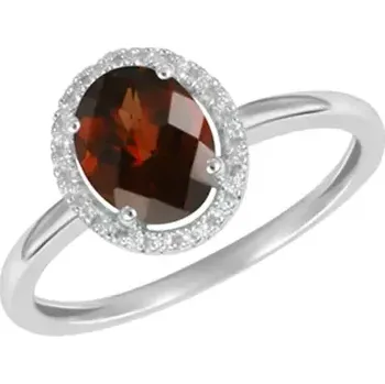 Prsten Dámský prsten bílé zlato 585/1000 přírodní diamant 1.15 ct a granát GKW47251GR velikost 52