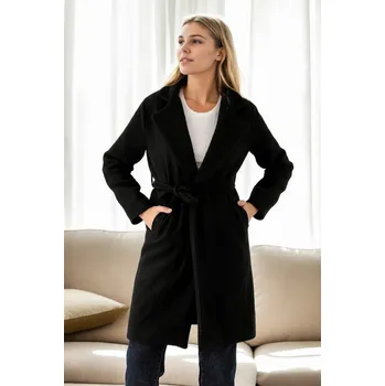 79405 Dewberry Long Women Coat-BLACK dewberry černá 2939519