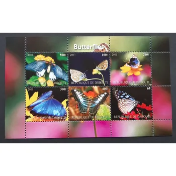 Poštovní známka Djibouti ** aršík, motýli, r. 2011