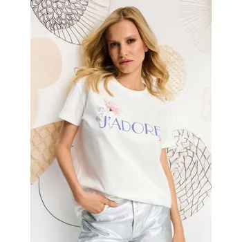 Dámské tričko Sinsay - Tričko s krátkým rukávem - krémová - 8679J-01X - 8679J-01X-XXS-1