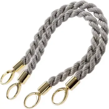 Příze Ucha na tašky Inda délka 50 cm Stříbrná se zlatým kováním (Luxusní ucha na kabelky a tašky Inda Stříbrná se zlatem)