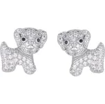 Stříbrné náušnice psi se zirkony Aretta