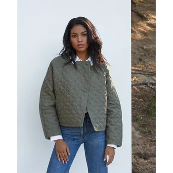 Dámská vesta Magic Linen Lněná prošívaná bunda BOSA v tmavě zelené barvě Velikost: M