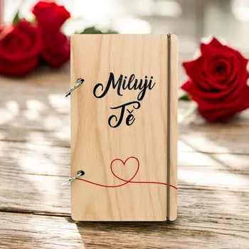 Zápisník art-wood.cz Dřevěný zápisník srdce - Miluji Tě