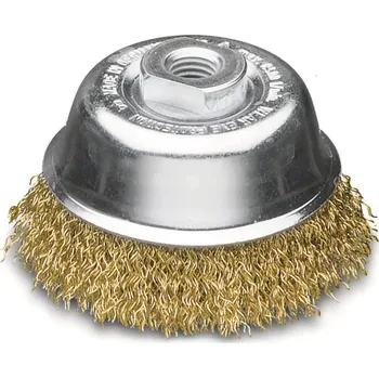 Drátěný kartáč Lessmann 427567 | Hrncový kartáč, zvlněný drát 125 mm / 0,30 mosazný drát zvlněný