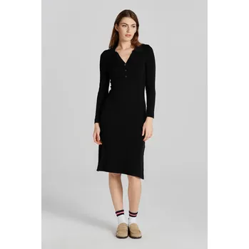 Dámské šaty ŠATY GANT D2. RIB POLO DRESS EBONY BLACK