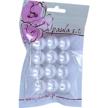 Dětské navlékací korálky Korálky plast., BÍLÁ jemná perleť, 2 cm, 12ks/bal.